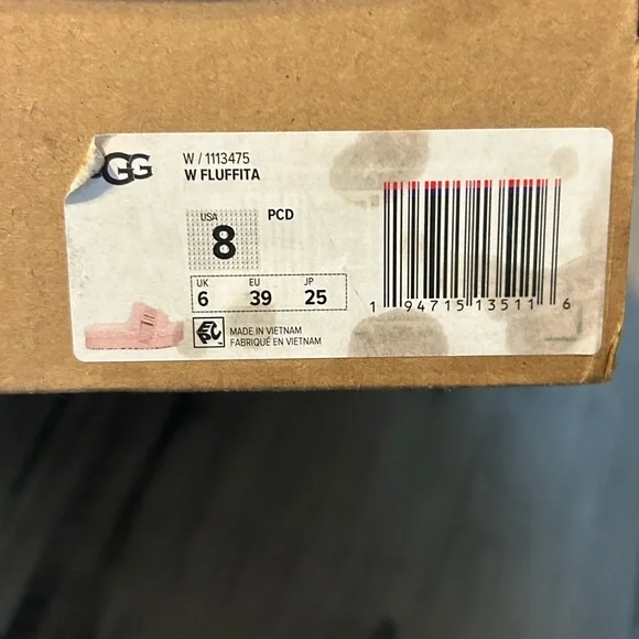 UGG Fluffita Shearling Slippers Pink Cloud Size 8 - Picture 7 of 7